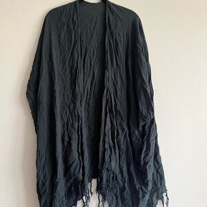 Dark Blue Shawl with Fringe
